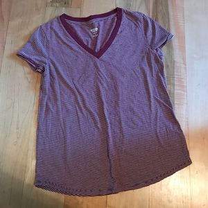 Maroon Striped V-Neck